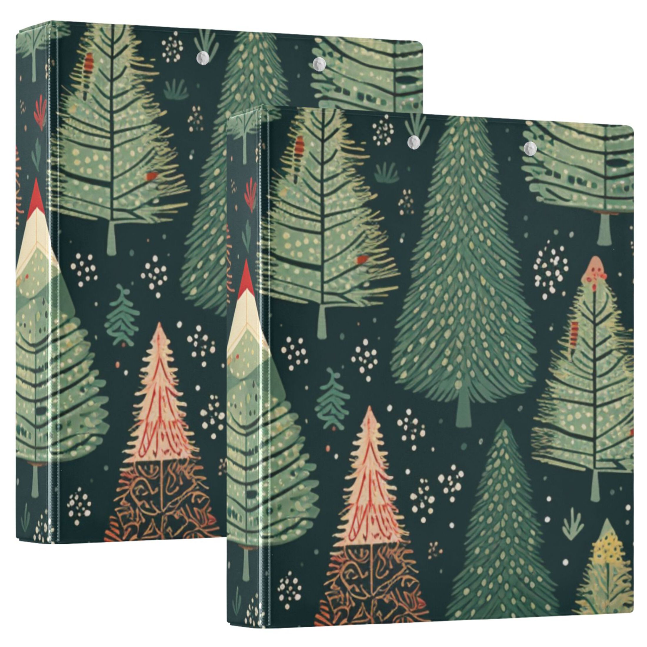 Rustic Trees 3 Ring Binders 1.5 inch Hardcover File Folders with Interior Pockets A4 Size Organizer for School Office Hospital