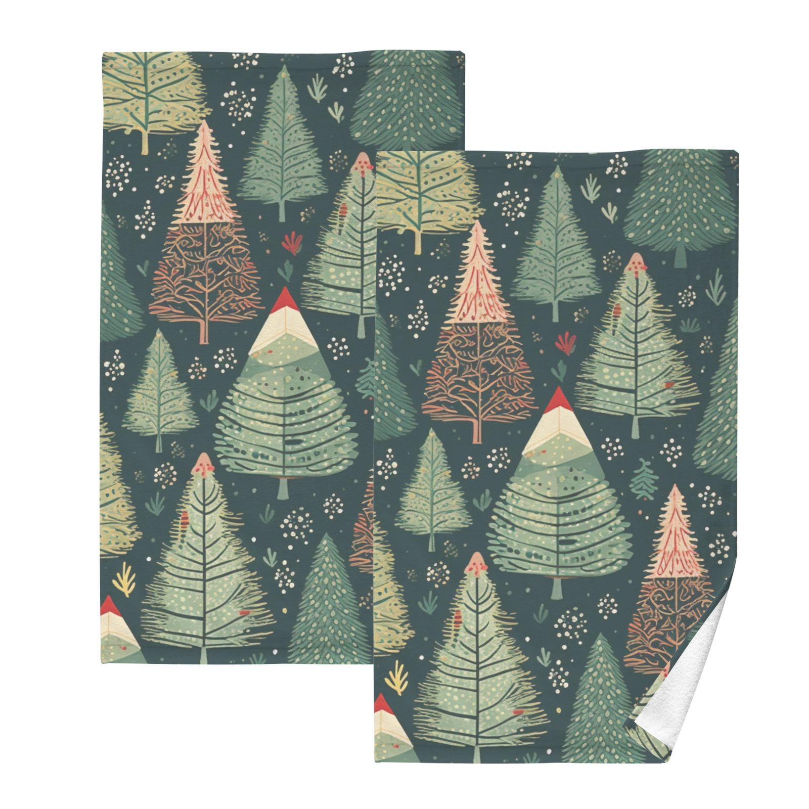 Rustic Trees Hand Towels Cotton Bath Towels Large Face Towels Absorbent for Bathroom 2 Packs