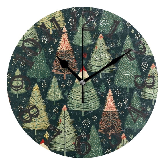 Rustic Trees Wall Clock 10 inch Non-Ticking Easy to Read Decorative Clocks for Home Bedroom Living Room