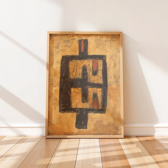 Rustic Tribal Totem Wall Art Bold Minimalist Geometric Earthy Primitive Decor, Unframed Poster