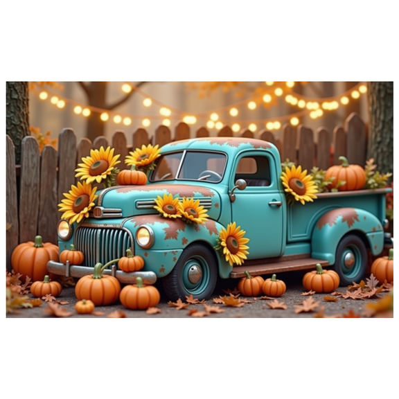 Rustic Truck Fall Decor Pumpkin Harvest Banner for Thanksgiving Outdoor Autumn Party Garden