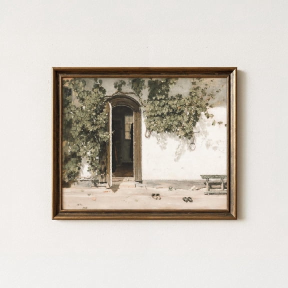 Rustic Tuscan Courtyard Wall Art, Unframed Paper Poster 8x10in