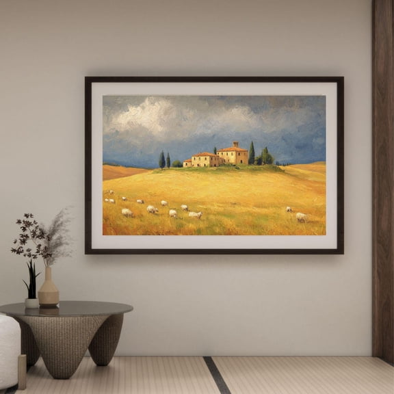 Rustic Tuscan Farmhouse Sheep Print, Unframed Paper Poster 8x10in