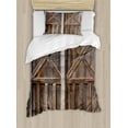 thumbnail image 1 of Rustic Twin Size Duvet Cover Set, Old Wooden Barn Door of Farmhouse Oak Countryside Village Board Rural Life Photo Print, Decorative 2 Piece Bedding Set with 1 Pillow Sham, Brown, by Ambesonne, 1 of 3