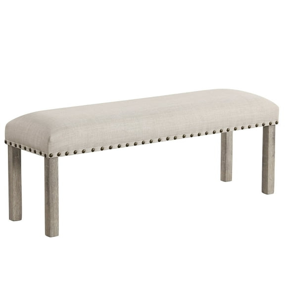 Rustic Upholstered Dining Bench, 18" Height Wooden Padded Seat for Kitchen Table Set, Outdoor/ Indoor Bench for Bedroom Dining Room Living Room Entryway