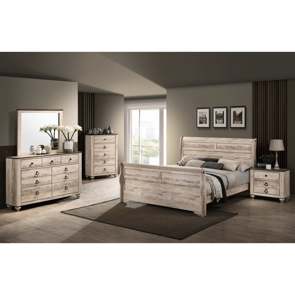 Rustic Urban Chic, Dove - Tail Drawers | Create a Stylish Bedroom with 5 - Piece Set