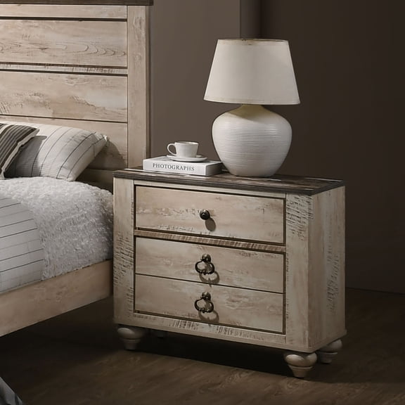 Rustic Urban Chic Nightstand with 3 Drawers / Create a Unique Bedroom Vibe