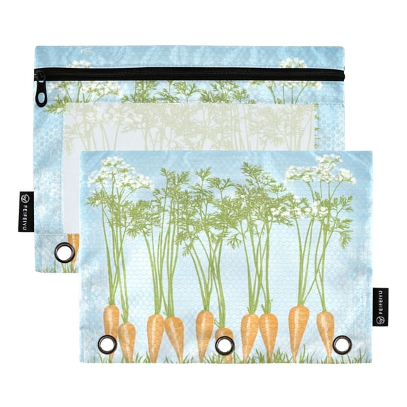 Rustic Vegetable Harvest 9.8x7.1in Water Resistant Binder Pouch, 3-Ring Compatible, Transparent Front
