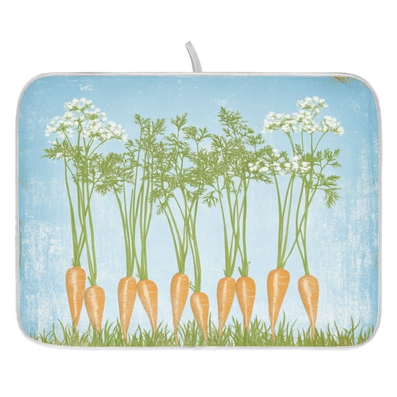 Rustic Vegetable Harvest Dish Drying Mat for Kitchen, Quick Drying Absorbent Soft Durable 16" x 18"