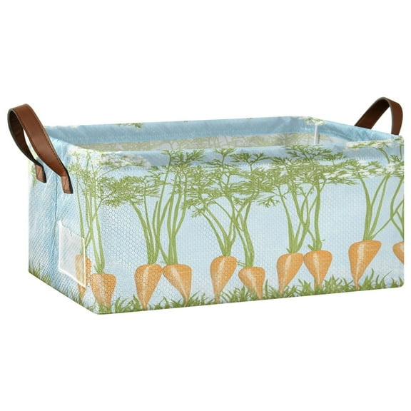 Rustic Vegetable Harvest Open Home Storage Bins Foldable Metal Frame Shelf Baskets 16.9x11.4x7.7in Water-Resistant