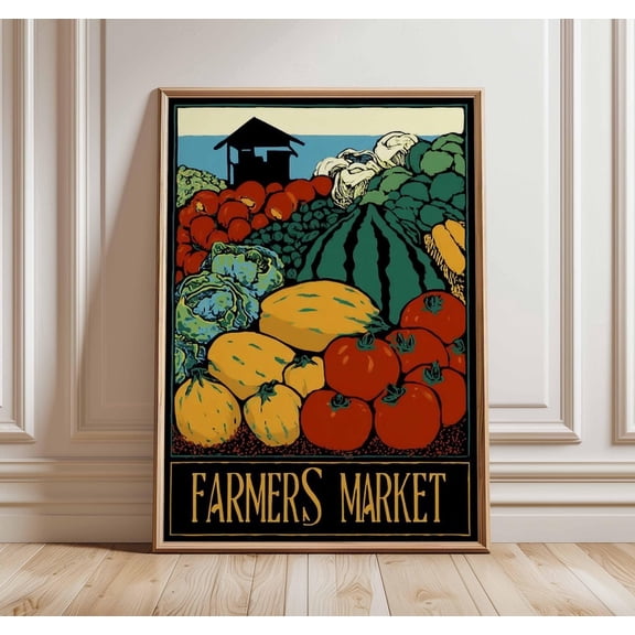 Rustic Vegetable Market Poster, Unframed Paper Poster 8x10in