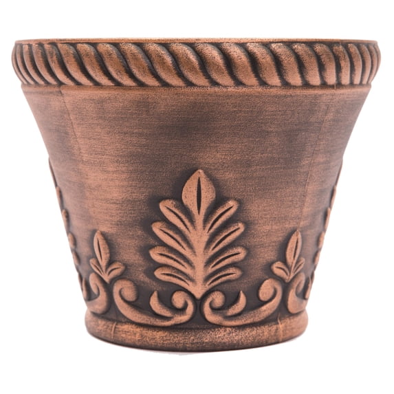 Rustic Venetian Look Plastic Planter 10X8 Flowerpot for Indoor, Outdoor, Garden, Patio, Office Ornaments, Home Decor, Long Lasting Reusable, Light Weight, Water Resistant (Copper)