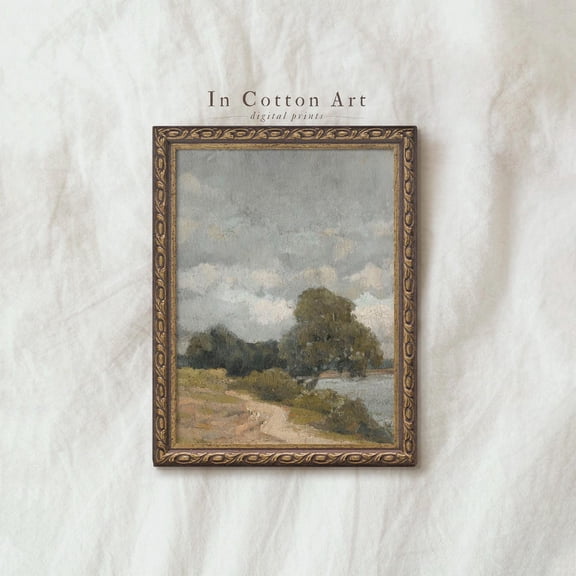 Rustic Vertical River Landscape Vintage Farmhouse Print, Unframed Canvas 8x10in