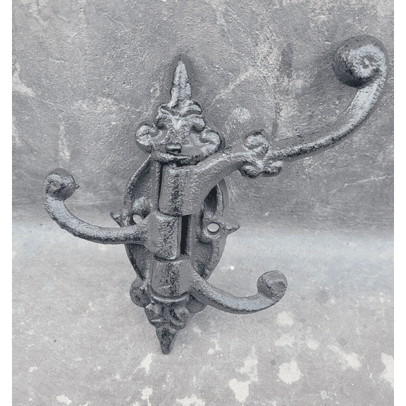 Rustic Victorian Cast Iron Swivel Hooks Hat Coat Purse Hooks