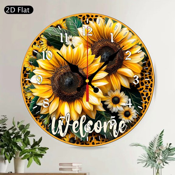 Rustic Vineyard Wine Grapes Round Wall Clock, Silent Non Ticking Farmhouse Kitchen Dining Room Decor