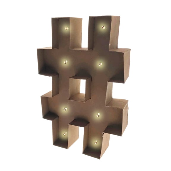 Rustic Vintage 11" Decorative LED Light Glow Letters - Hashtag