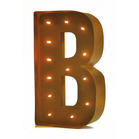 Rustic Vintage 11" Decorative LED Light Glow Letters - Letter B
