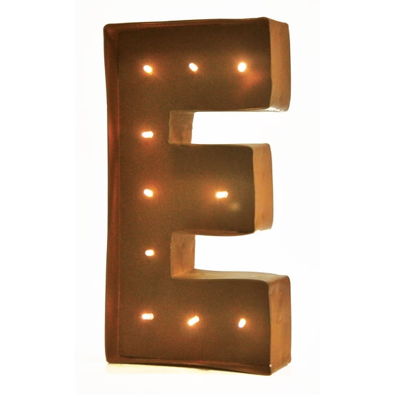 Rustic Vintage 11" Decorative LED Light Glow Letters - Letter E