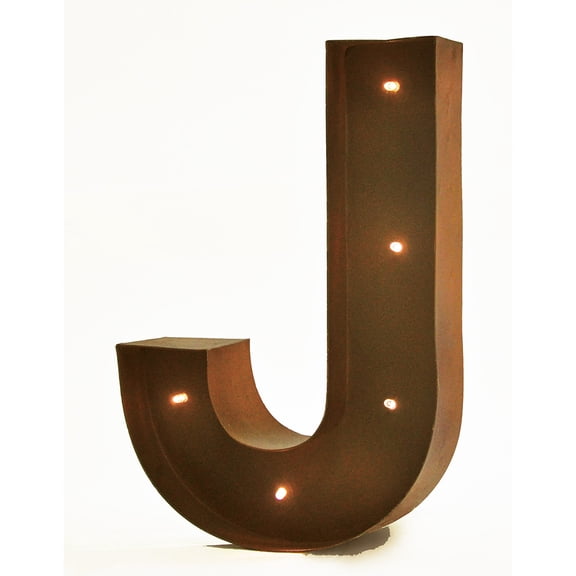 Rustic Vintage 11" Decorative LED Light Glow Letters - Letter J