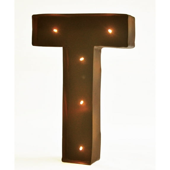 Rustic Vintage 11" Decorative LED Light Glow Letters - Letter T