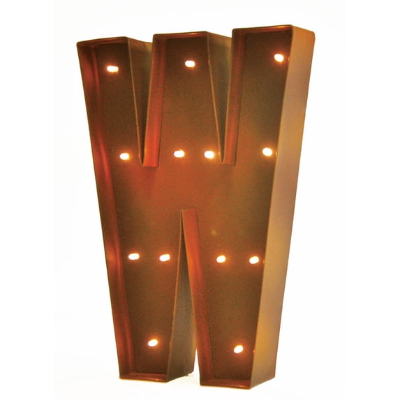 Rustic Vintage 11" Decorative LED Light Glow Letters - Letter W