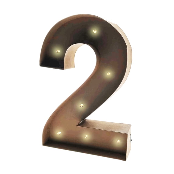 Rustic Vintage 11" Decorative LED Light Glow Letters - Number 2