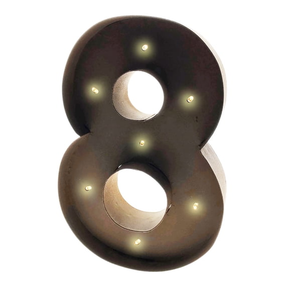 Rustic Vintage 11" Decorative LED Light Glow Letters - Number 8