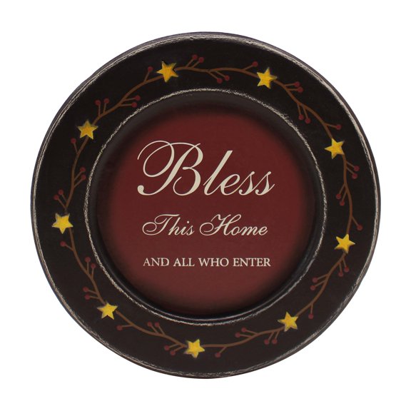Rustic Vintage Bless This Home Wooden Decor Plate 9-3/4 Inch