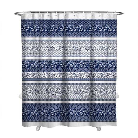 Rustic Vintage Bohemian Curtain 72x84 Inches Quick-Dry Polyester with Plastic Rings for Tribal Inspired Bathroom Decor