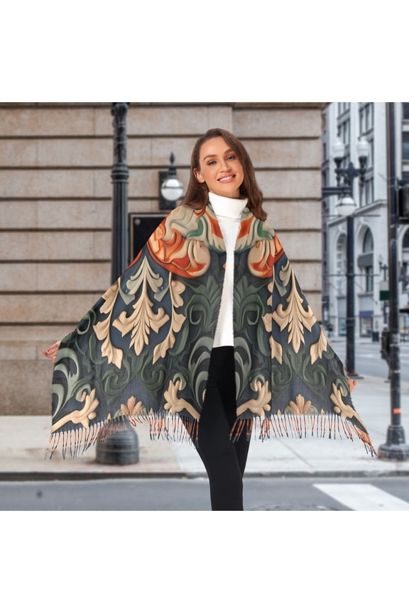 Rustic Vintage Boho Pattern Winter Scarf for Women Fashion Warm Long Soft Blanket Scarves Gifts