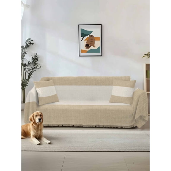 Rustic Vintage Couch Cover Sofa Covers 3 Cushion Sectional Couch, Farmhouse Countryside Linen Texture Washable Sofa Covers Slipcover Sectional Sofa Cover, Furniture Protector 71"x150"