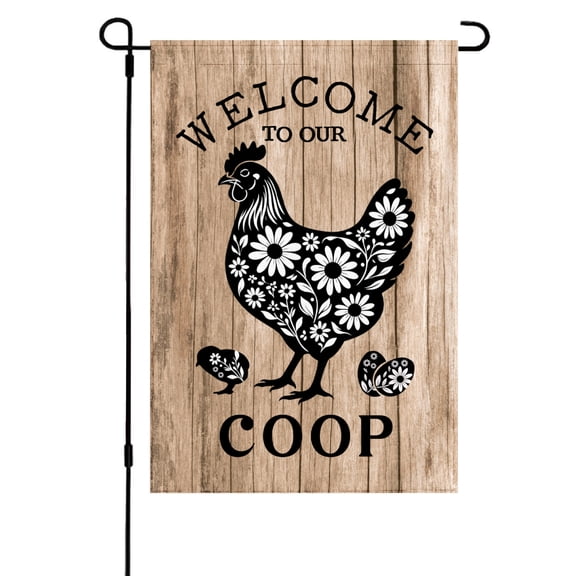 Rustic Vintage Distressed Brown Wood Chicken Coop Garden Flag Farmhouse Decor Welcome Sign Outdoor Mailbox Decor Gift for Chicken Lovers Mother Day