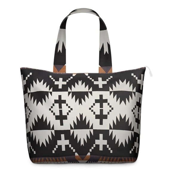 Rustic Vintage Floral Duffel for Women, Bohemian Artistic Travel Tote with Faded Style Geometric Design, Weekender for Yoga, Beach