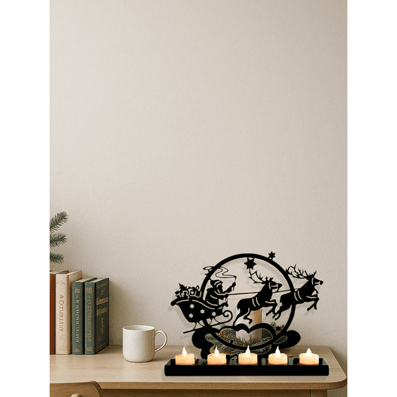 Rustic Vintage Iron Reindeer Candle Holder  Christmas Table & Mantel Decor Farmhouse Festive Centerpiece Gift