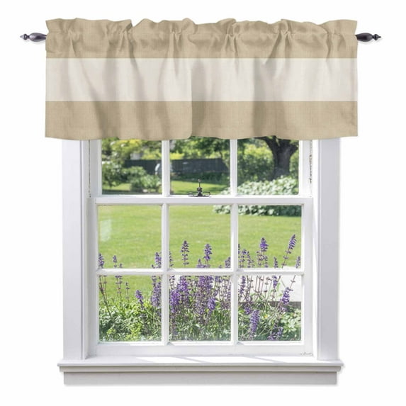 Rustic Vintage Kitchen Curtain Valances for Windows Farmhouse Short Curtains, Farmhouse Countryside Linen Texture Rod Pocket Valance Curtain for Bedroom Cafe Living Room 60"x18"