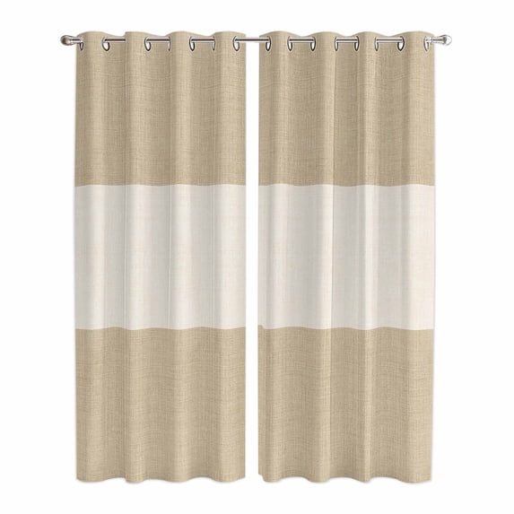 Rustic Vintage Kitchen Curtains 84 Inch Length, Farmhouse Countryside Linen Texture Grommet Top Bedroom Living Room Curtains, Light Filtering Cafe Curtain Drapes 2 Panels Set 84''x84''