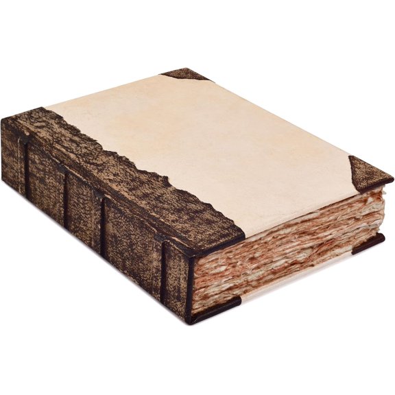 Rustic Vintage Leather Spine Bound Journal - 200 Pages, 6"X4"(A6), Brown - Handmade Antique Deckle Edges Watercolor Paper - Book of Shadows/Spell - Writing Notebook Sketchbook for Women and Men by