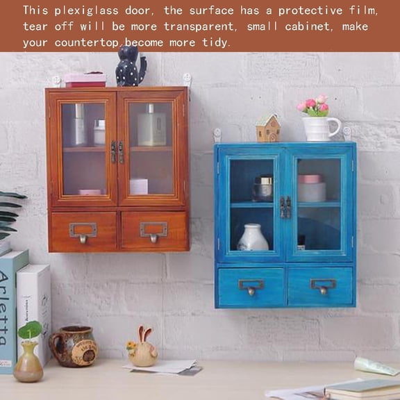 Rustic Vintage Mini Pine Counter Top Cabinet