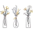 thumbnail image 1 of Rustic Vintage Minimalist Metal, 3 pcs Flower Wall Art Vase Decor for Bathroom Dining Room, 13.7x6 inches, 1 of 6