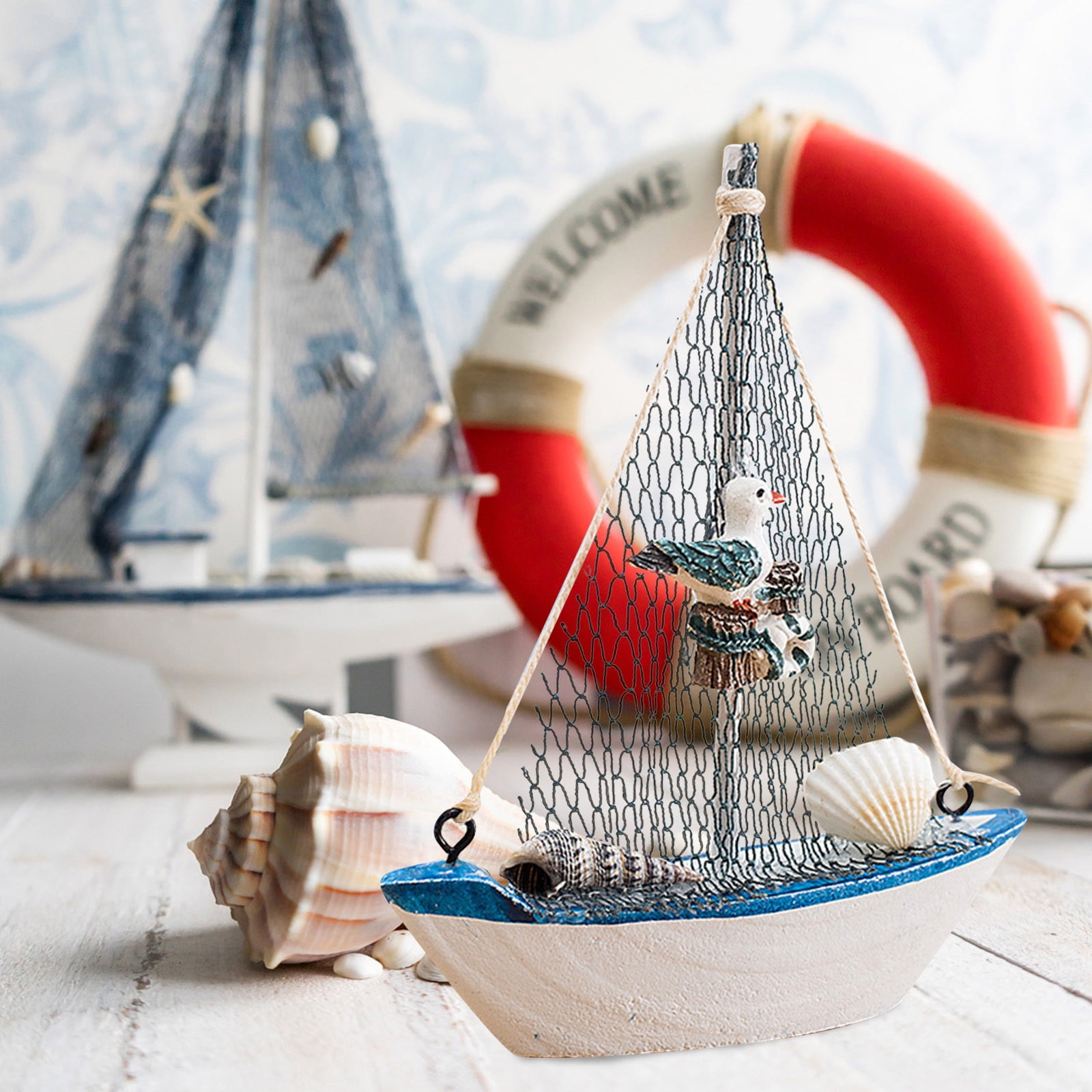 Rustic Vintage Ornament Table Decor Room Wedding Decoration Decorations For  Party Kitchen Home Nautical Wooden Sailboat Beach Retro Bathroom Office  Center 