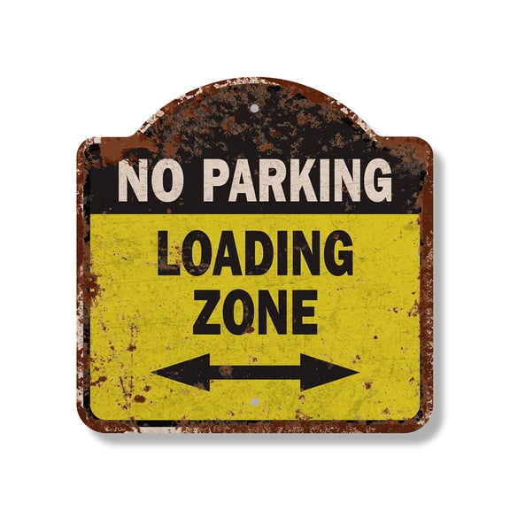 Rustic Vintage No Parking Loading Zone 10” x 10” Sign | Indoor/Outdoor Plastic | SignMission Designer Vehicles Parking Lot Truck Delivery Novelty Gift Funny Joke Gag Road Garage