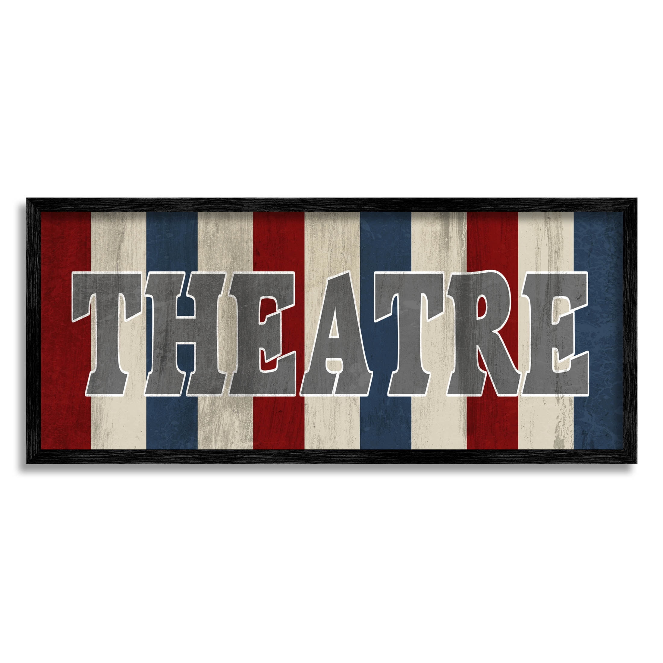 Rustic Vintage Theatre Sign Typography Graphic Art Black Framed Art Print Wall Art