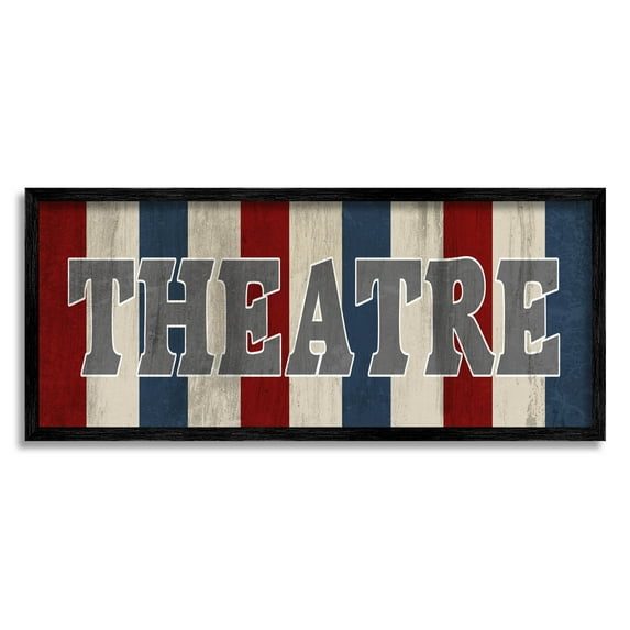 Rustic Vintage Theatre Sign Typography Graphic Art Black Framed Art Print Wall Art