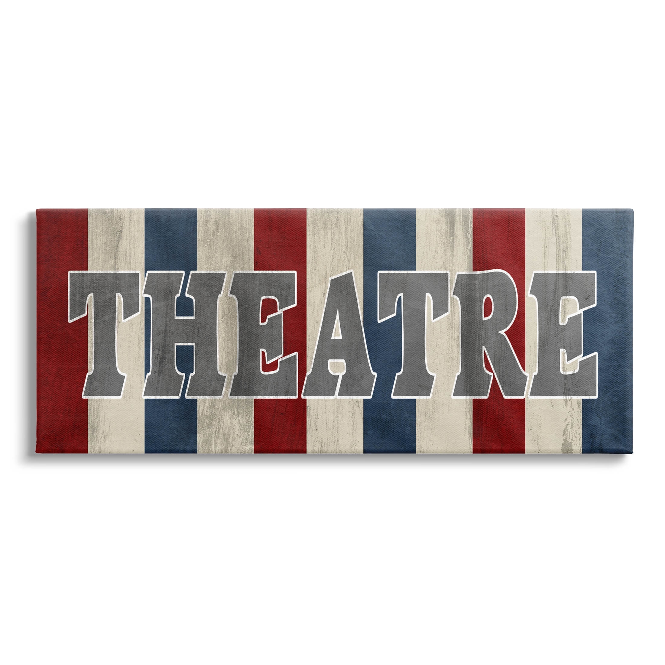 Rustic Vintage Theatre Sign Typography Graphic Art Gallery Wrapped Canvas Print Wall Art