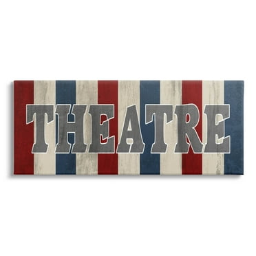 Rustic Vintage Theatre Sign Typography Graphic Art Gallery Wrapped Canvas Print Wall Art