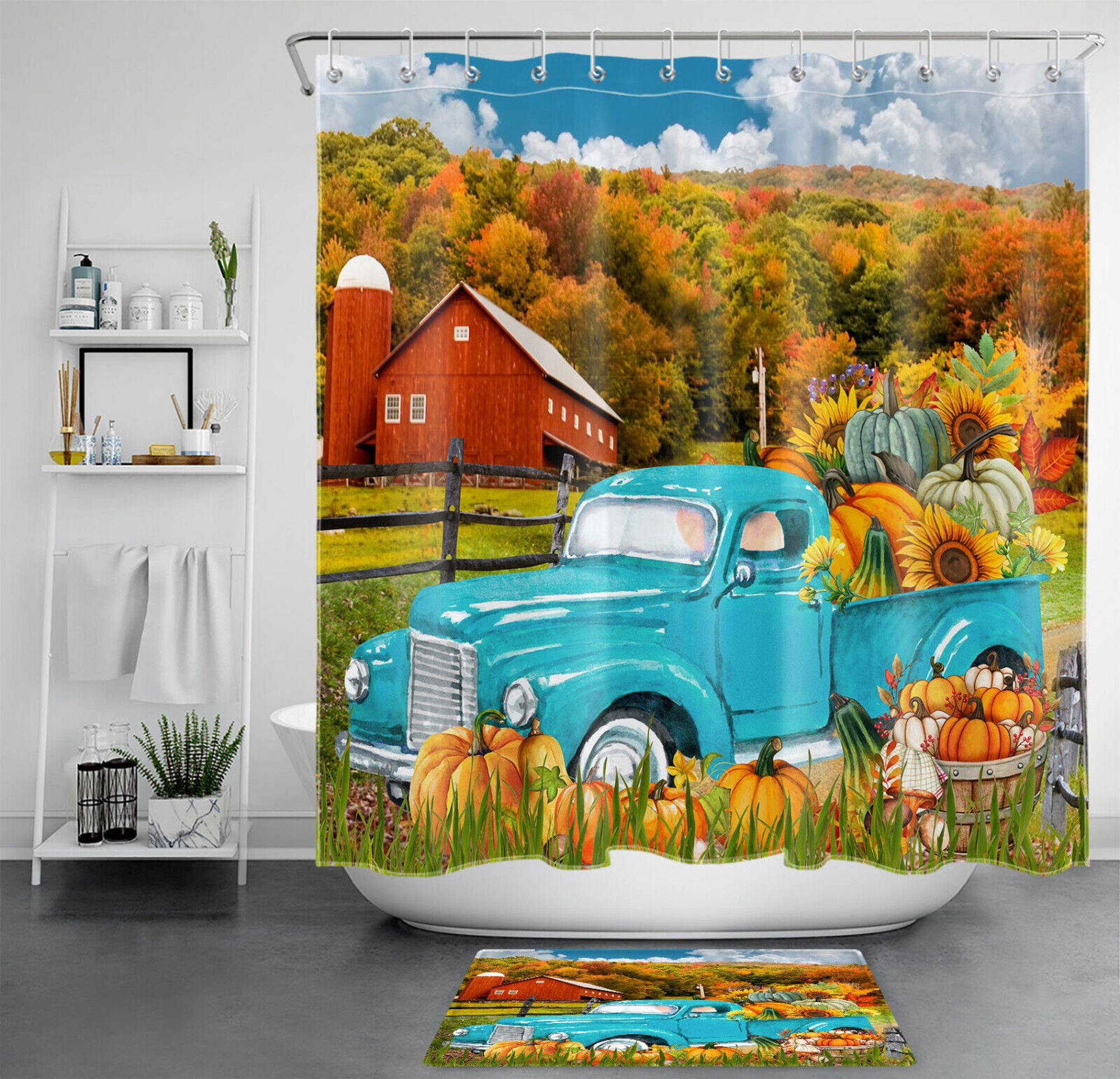 Rustic Vintage Truck Bathroom Decor Shower Curtain