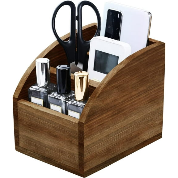 Rustic Vintage Wooden Desk Organizer Farmhouse Wood Remote Control Caddy, 3 Slot Tabletop Desktop Office Supply Storage Rack Desktop TV Remote Control Holder Home Decor Office Supplies Storage