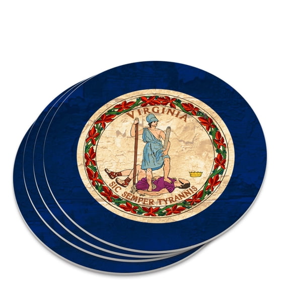Rustic Virginia State Flag Distressed USA Novelty Coaster Set