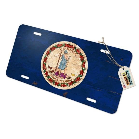 Rustic Virginia State Flag Distressed USA Novelty Metal Vanity Tag License Plate