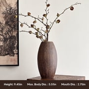 Rustic Wabi-Sabi Ceramic Vase | 9.4 Tall Textured Decorative Flower Vase for Home Decor, Living Room, Entryway | Handcrafted Earthy Finish